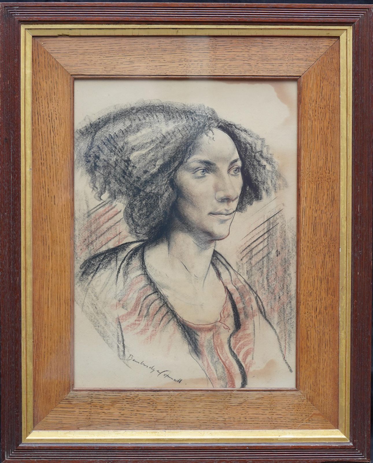 Edward Bainbridge Copnallportrait Of A Lady   British Art Post Impressionist 40s Drawing Female Portrait Circa 1940