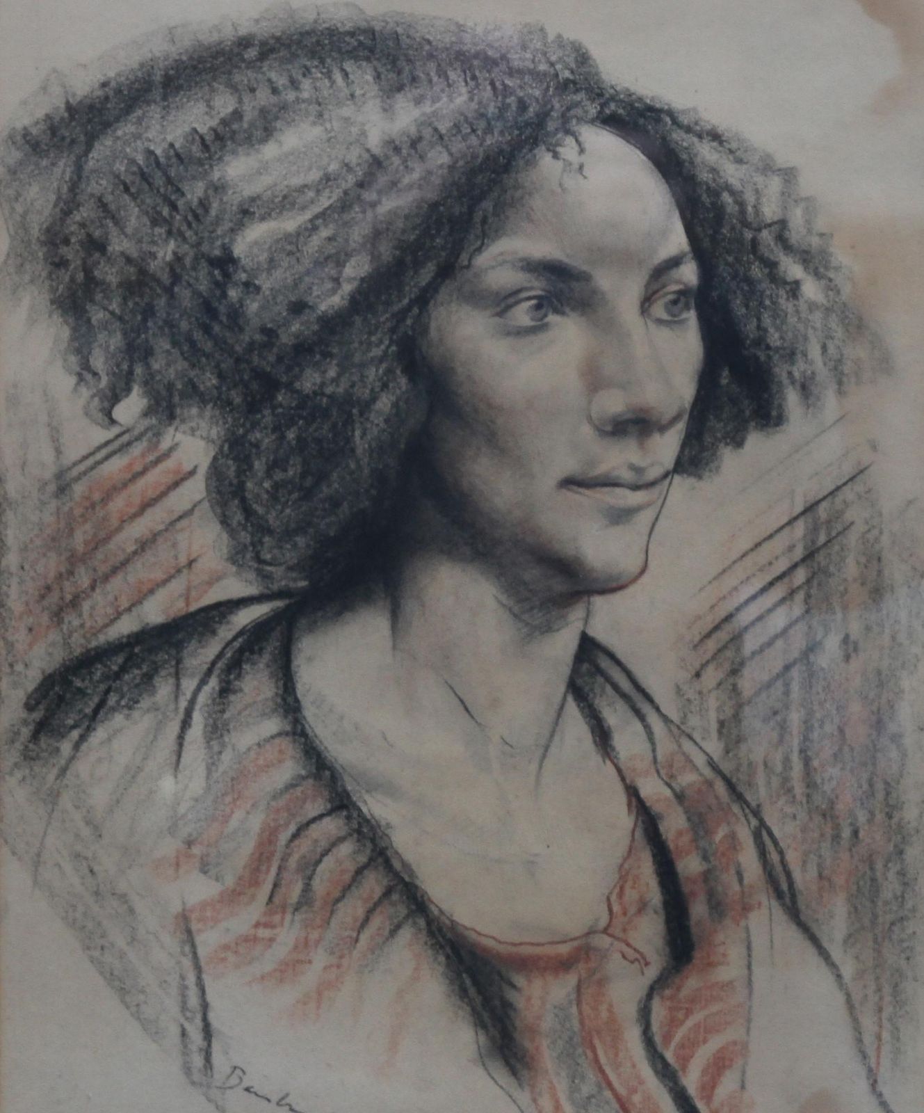 Edward Bainbridge Copnallportrait Of A Lady   British Art Post Impressionist 40s Drawing Female Portrait Circa 1940 photo for sale