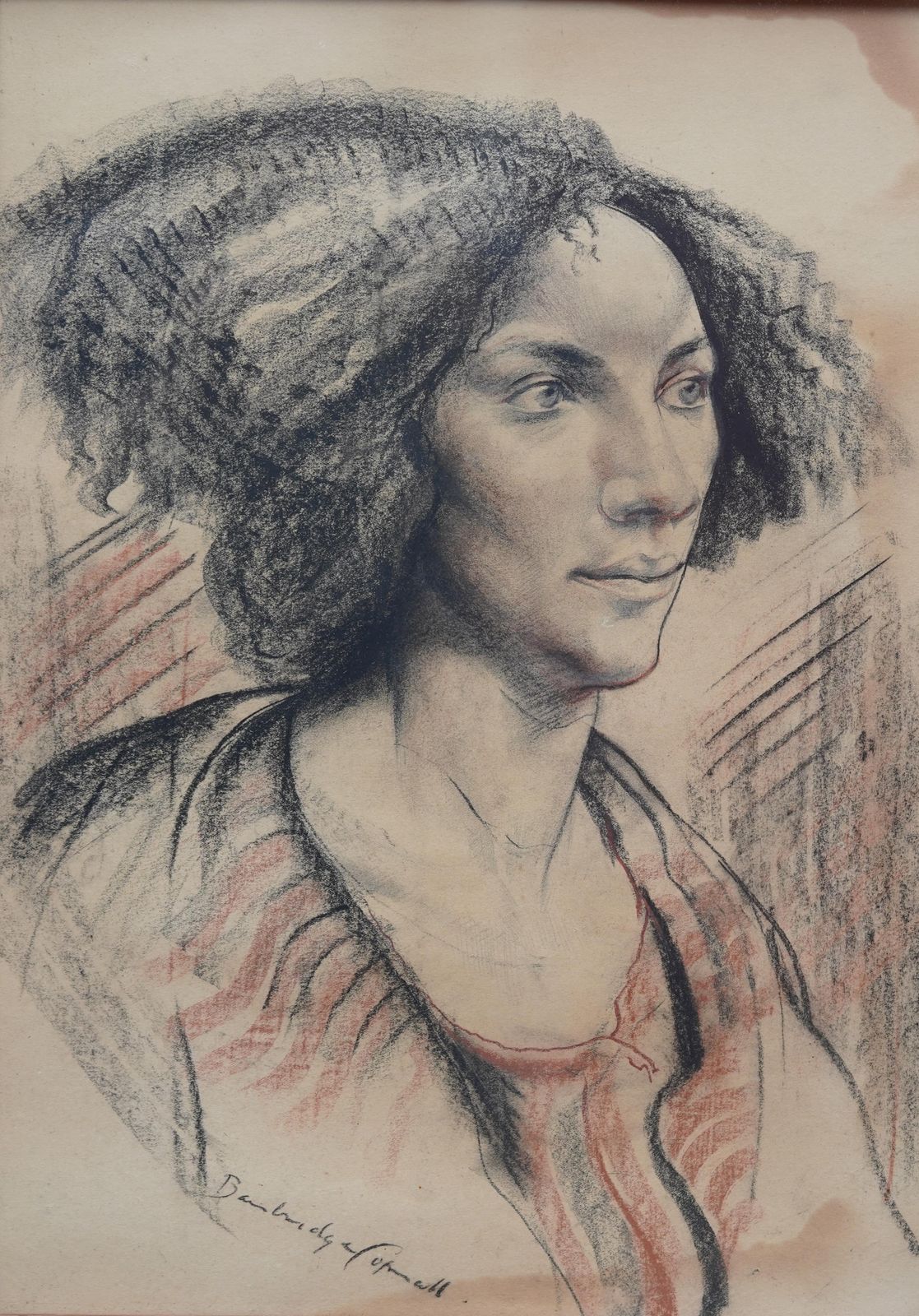 Edward Bainbridge Copnallportrait Of A Lady   British Art Post Impressionist 40s Drawing Female Portrait Circa 1940 photo vintage