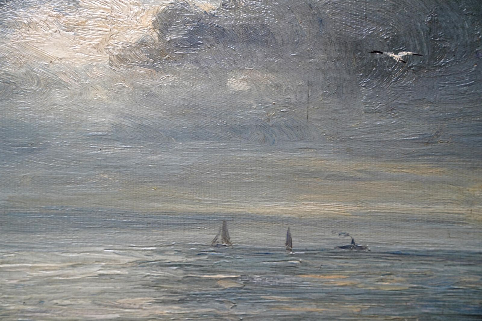 Joseph Hendersonseascape With Boats Storm Coming   Scottish 19thc Exh Impressionist Oil Painting1876 photo vintage