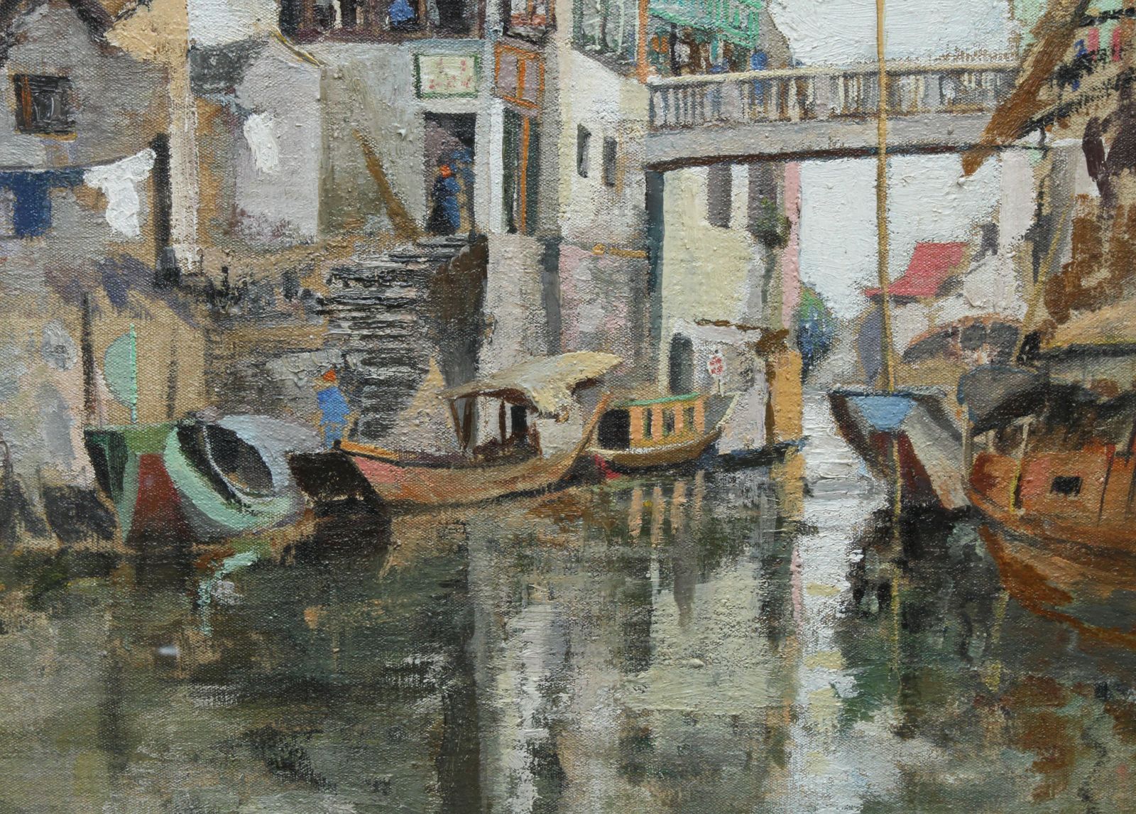 Robert Cecil Robertsonsoochow/Suzchou China   Scottish 20's Impressionist Art Oil Painting Canal Chinacirca 1922 photo 6886.0