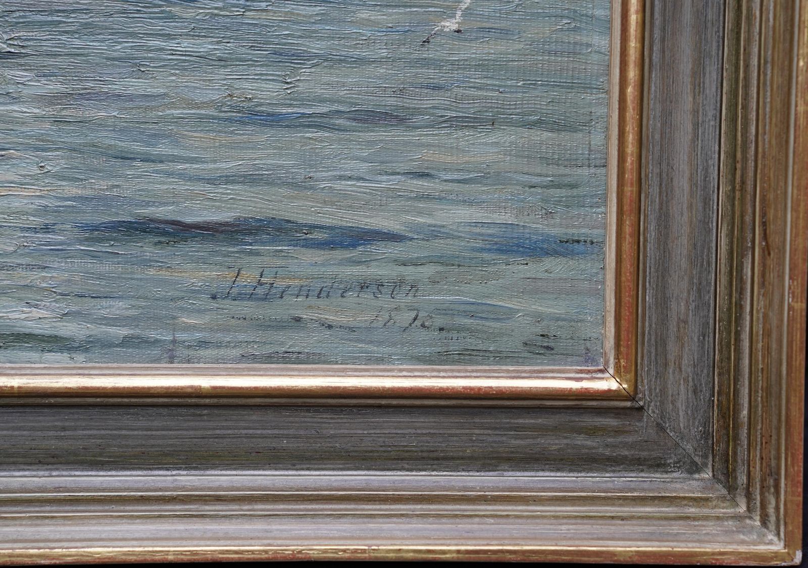 6937.0 Joseph Hendersonseascape With Boats Storm Coming   Scottish 19thc Exh Impressionist Oil Painting1876 photo