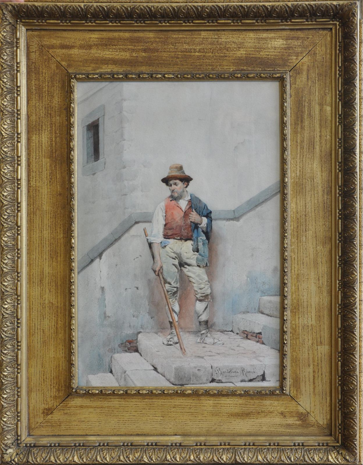 Federico Bartoliniportrait Of An Italian Peasant    Victorian Art Watercolour Painting 1890 photo buy