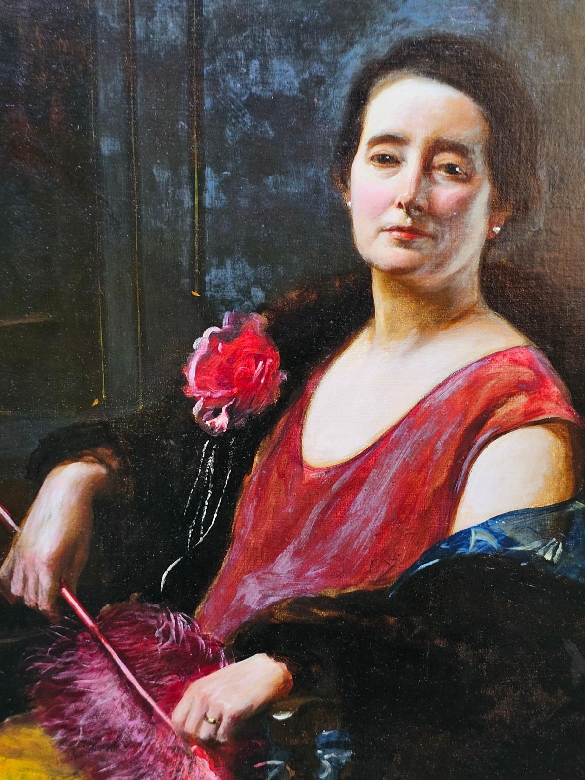 Portrait Of An Edwardian Lady   British American Art Portrait Oil Paintingcirca 1910 photo for sale