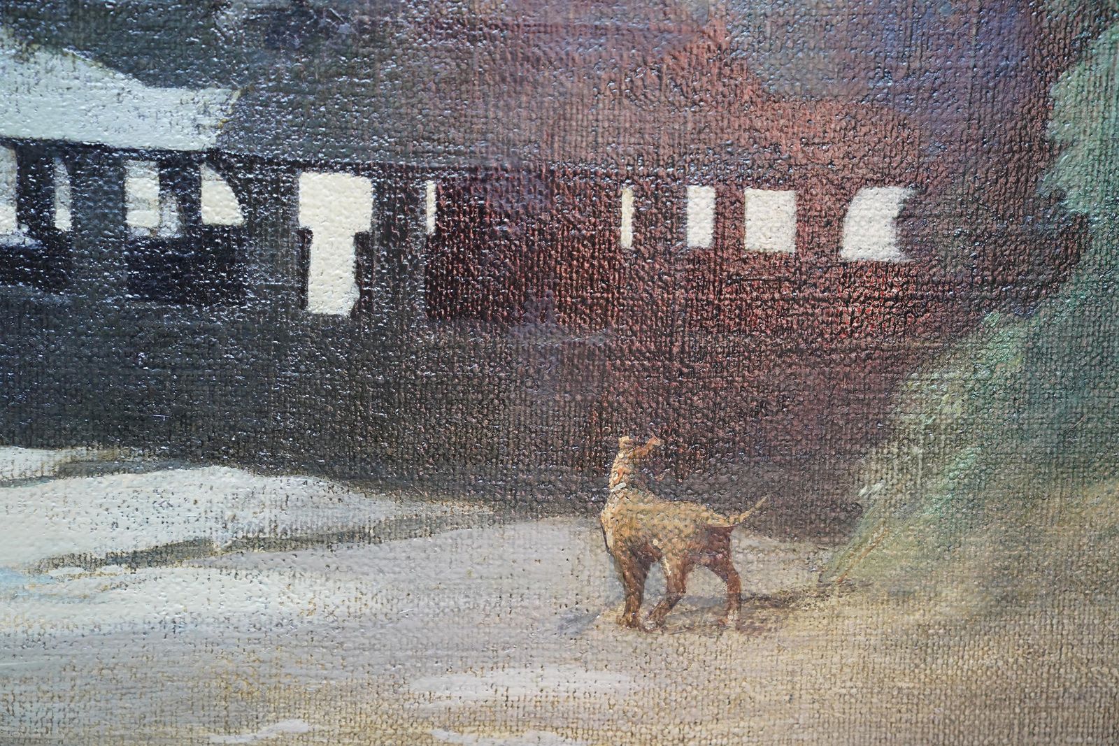 Bertram Nicholls Prbathe Yarn Market, Dunster, Somerset   British 1940's Townscape Art Oil Painting1940 photo 7141.0