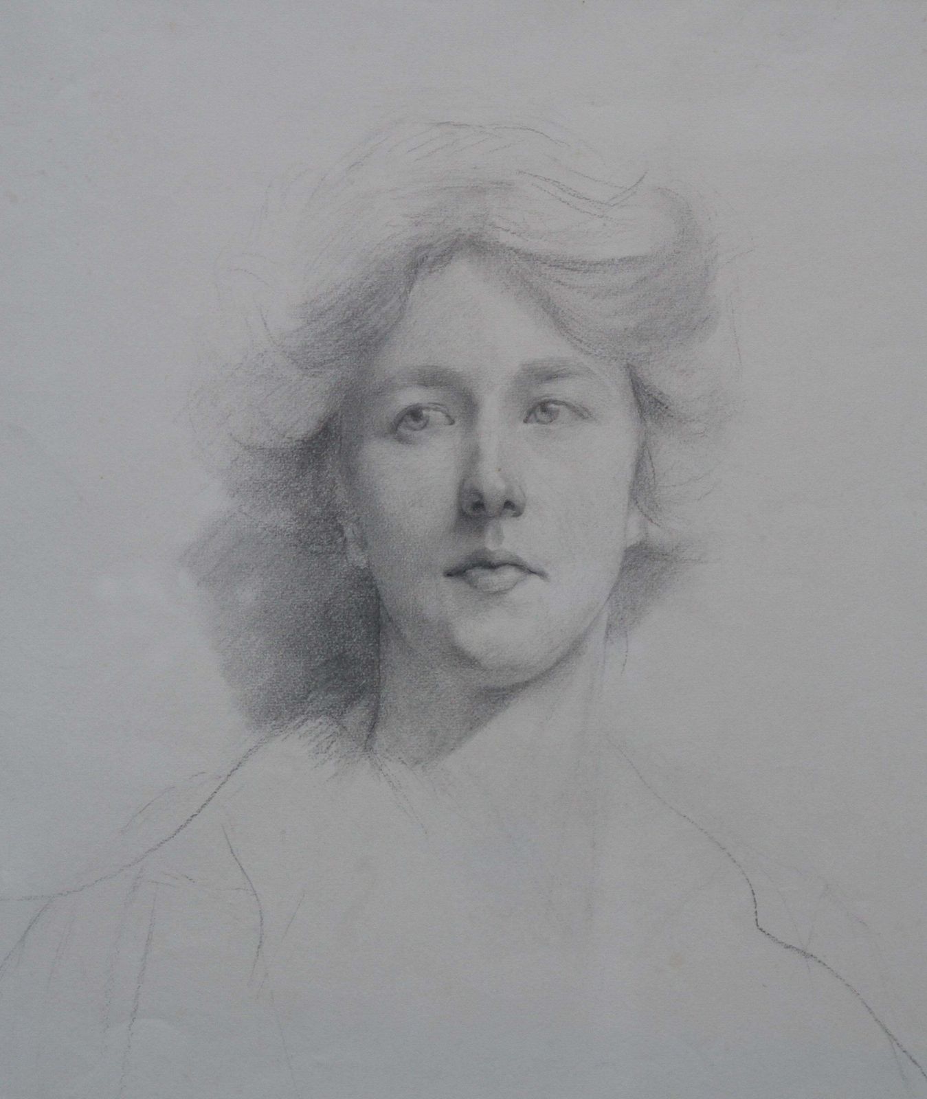 Estella Canzianiself Portrait   British Italian Art Edwardian Pencil Drawing Female Artistcirca 1911 photo vintage