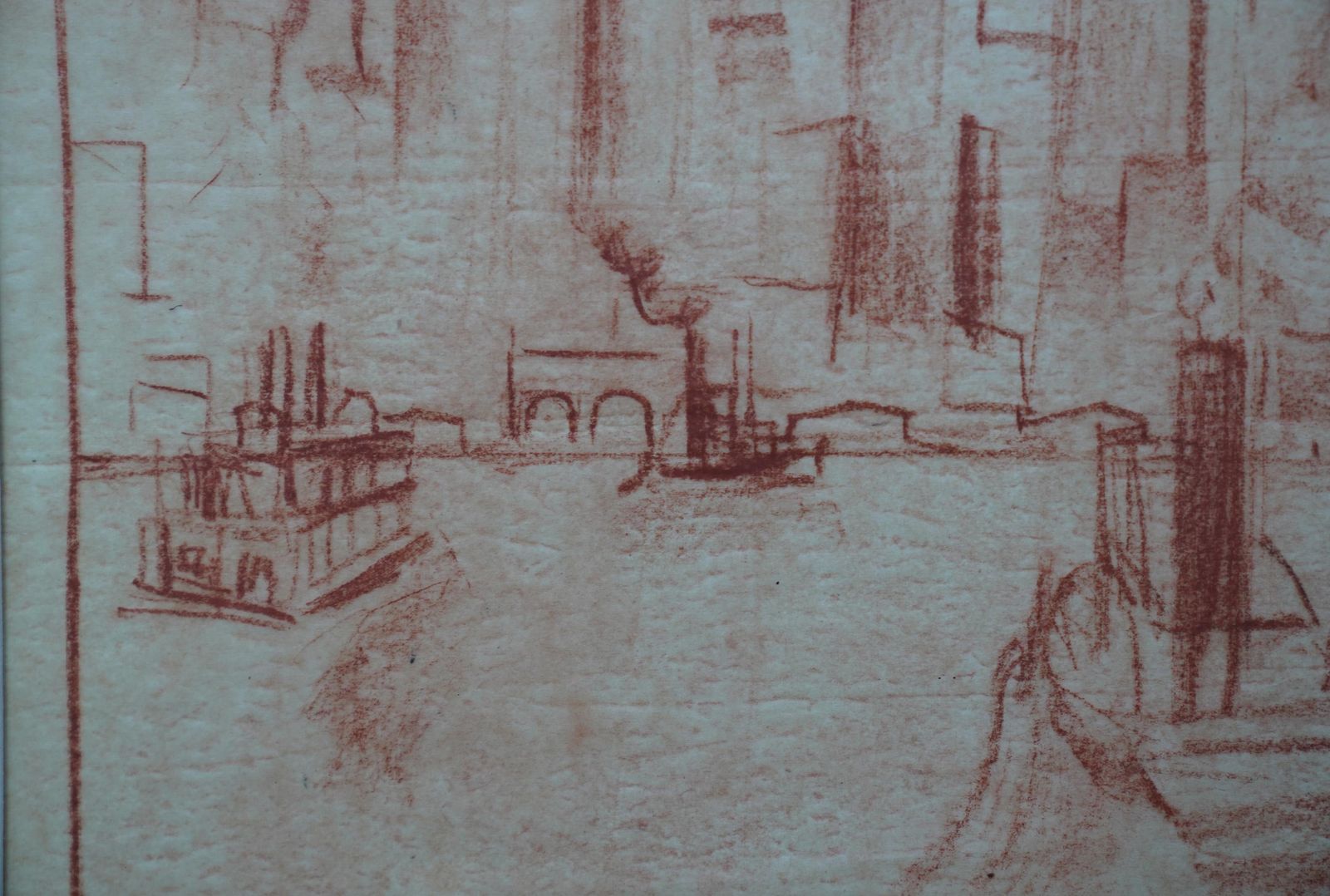 Adriaan Lubbersmanhattan From The River   Dutch 1920's Art Oil Crayon Drawing New York Citycirca 1920 photo buy