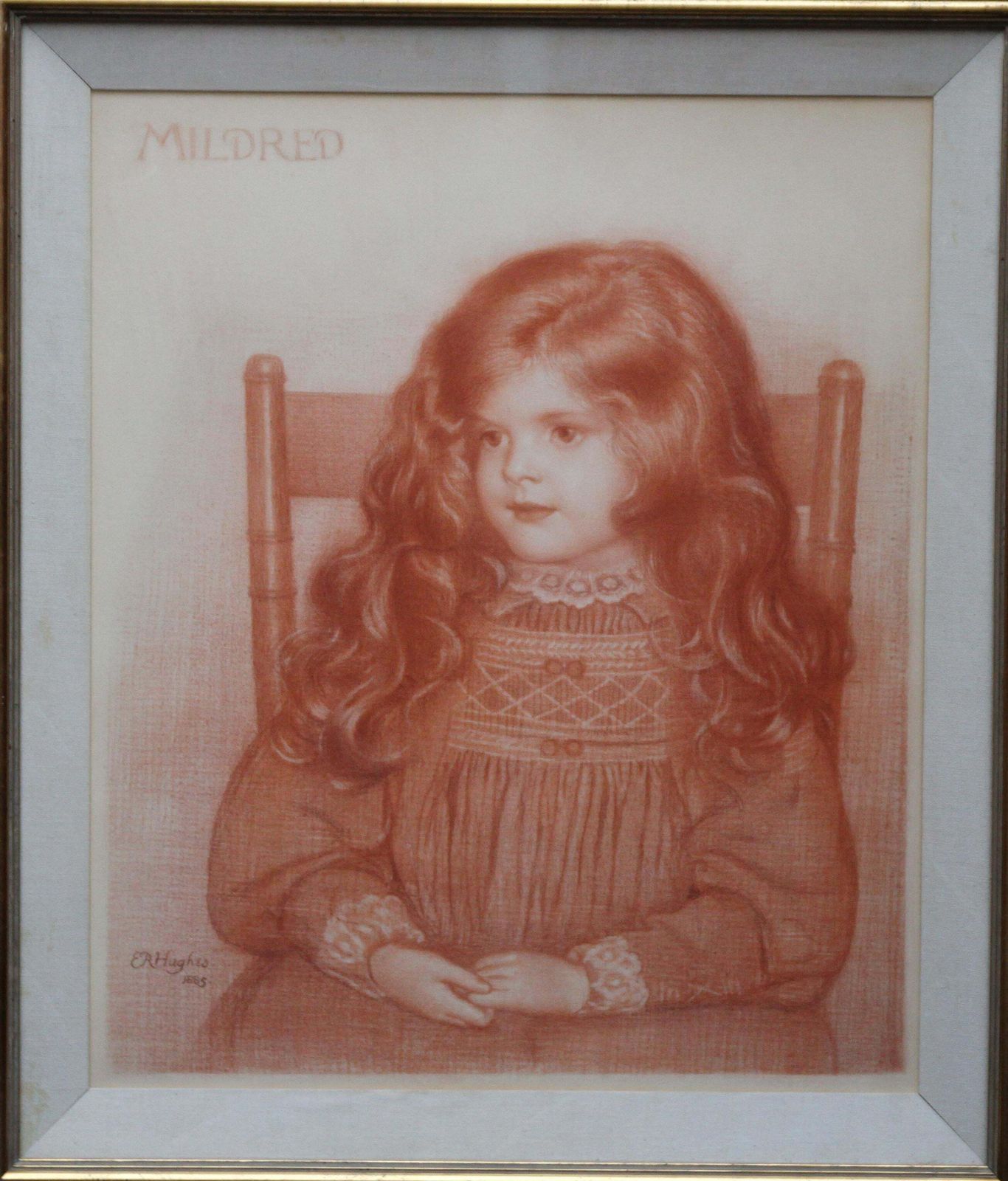 photo for sale Edward Robert Hughesportrait Of Mildred   British Victorian Art Pre Raphaelite Seated Young Girl1885
