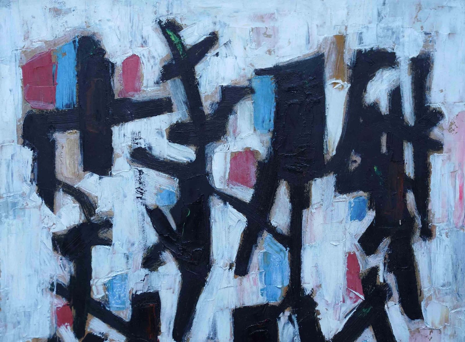 Leo Davyfifties Abstract   British 1954 Abstract Art Oil Painting Slade School Artist1954 photo for sale