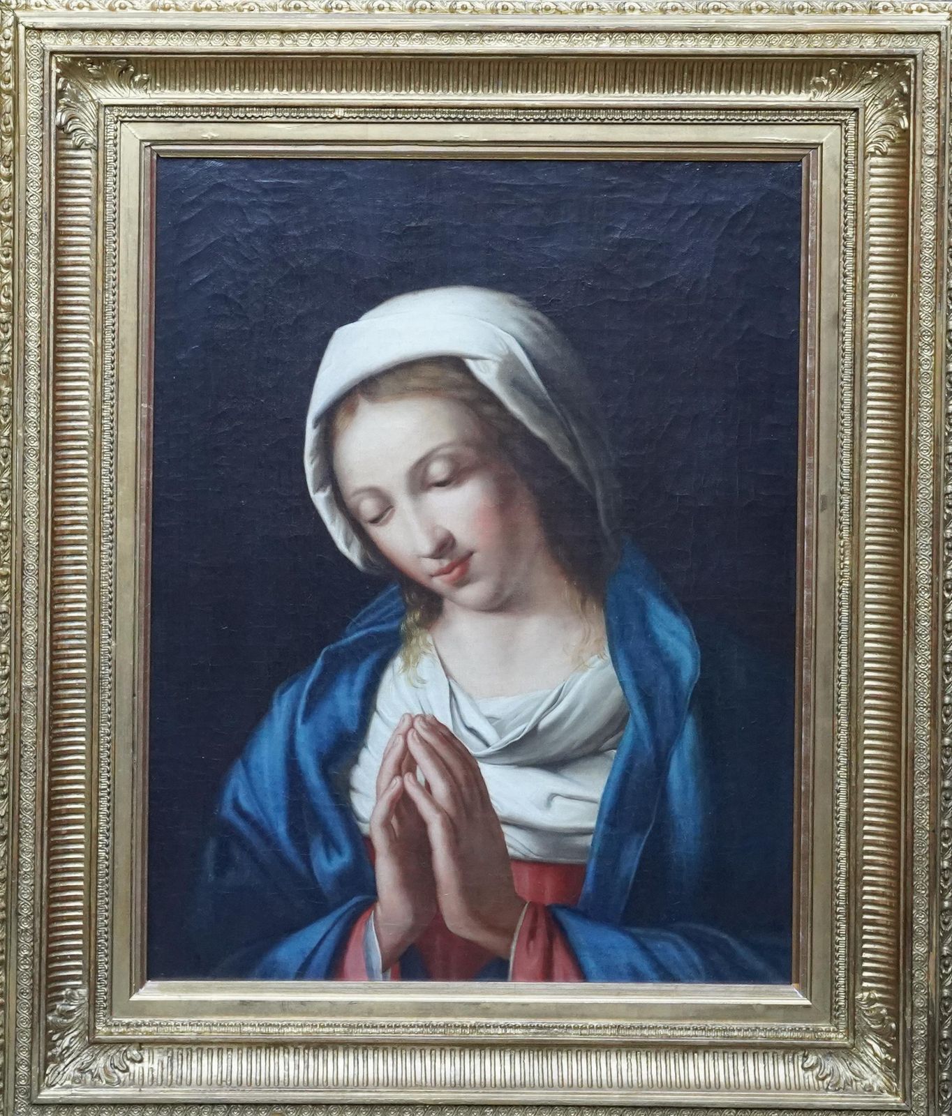 Portrait Of Madonna At Prayer   Italian Old Master Art Religious Oil Paintingcirca 1790