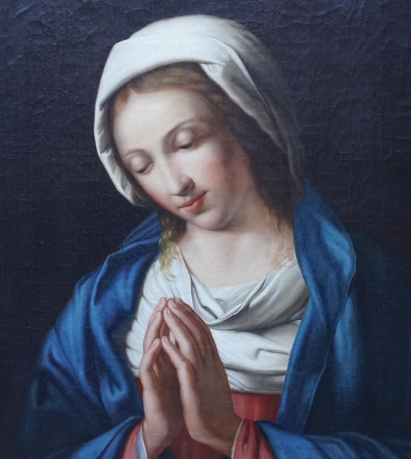 Portrait Of Madonna At Prayer   Italian Old Master Art Religious Oil Paintingcirca 1790 photo for sale
