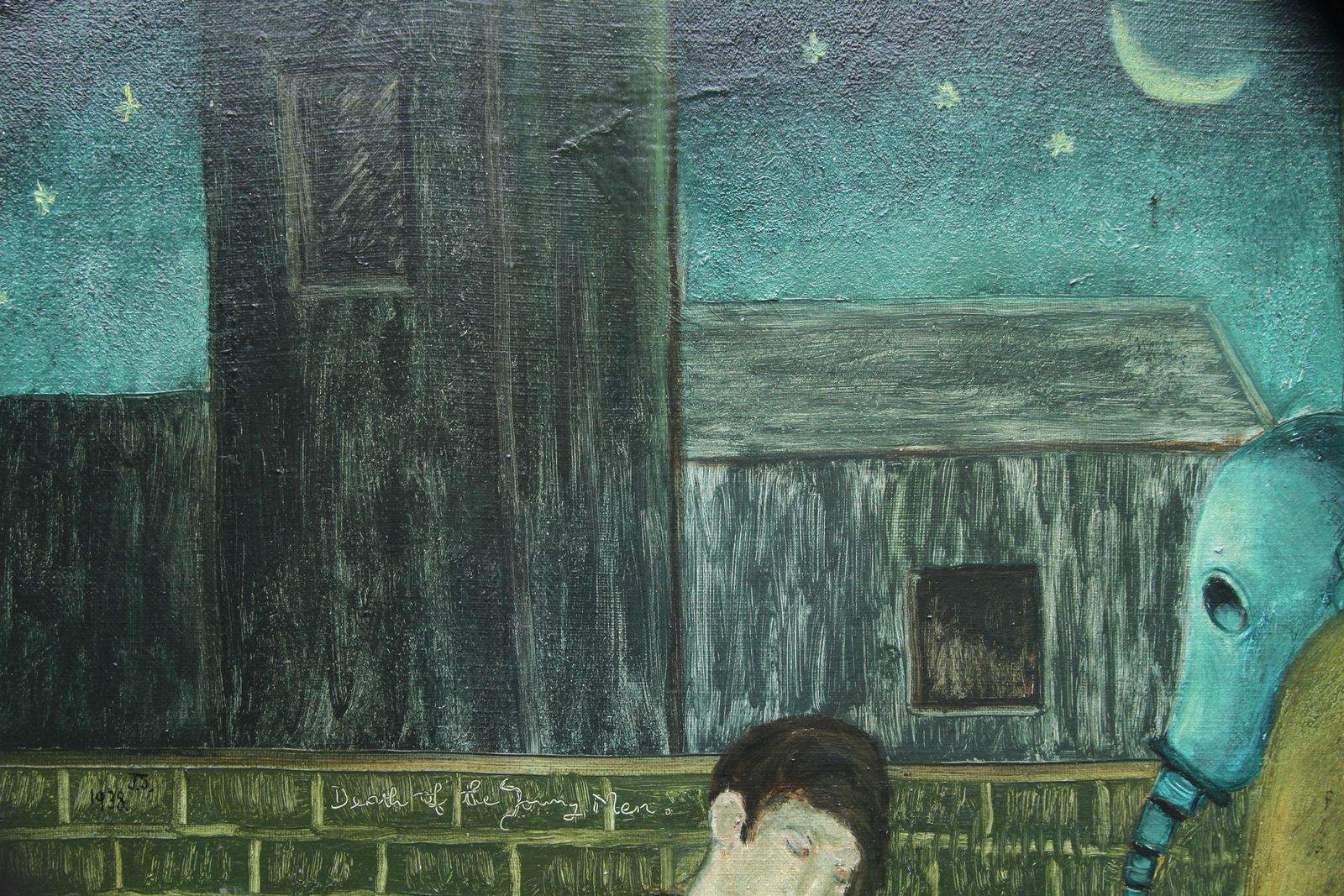 Jack Sassoondeath Of The Young Men 1938   British Art Figurative Surrealist Oil Painting1938 photo buy