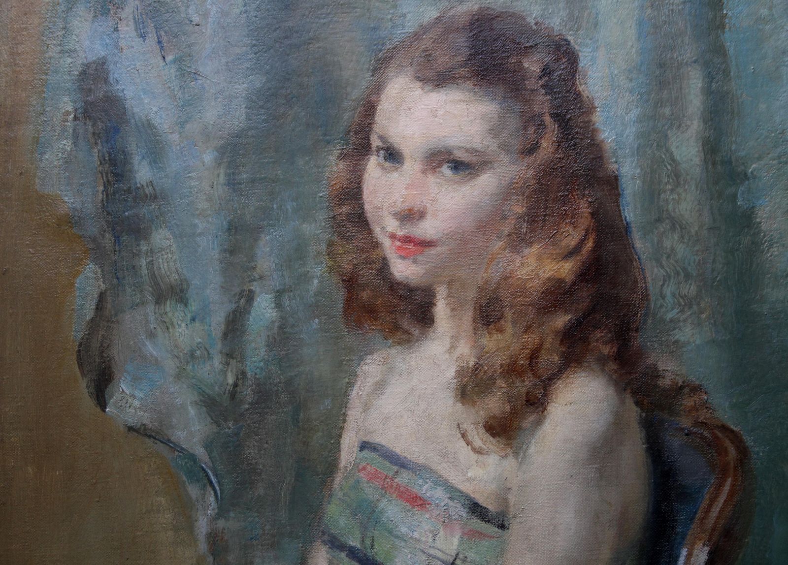 Walter Ernest Websterportrait Of Seated Young Woman    British 30's Art Impressionist Oil Painting 1930's photo for sale