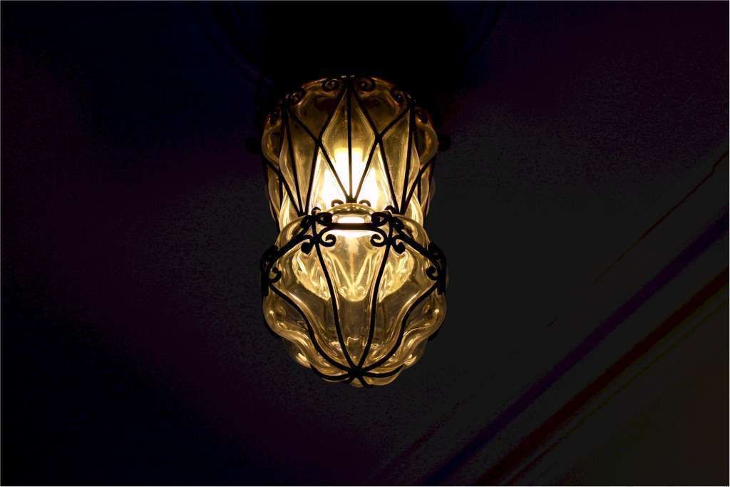 Copper Lantern With Clear Blown Glass C1950 photo Lighting