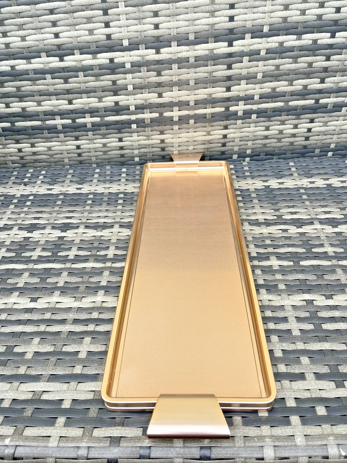 Vintage 50's Rose Gold Anodised Cocktail Drinks Serving Tray 60's Plant Stand photo 65.0