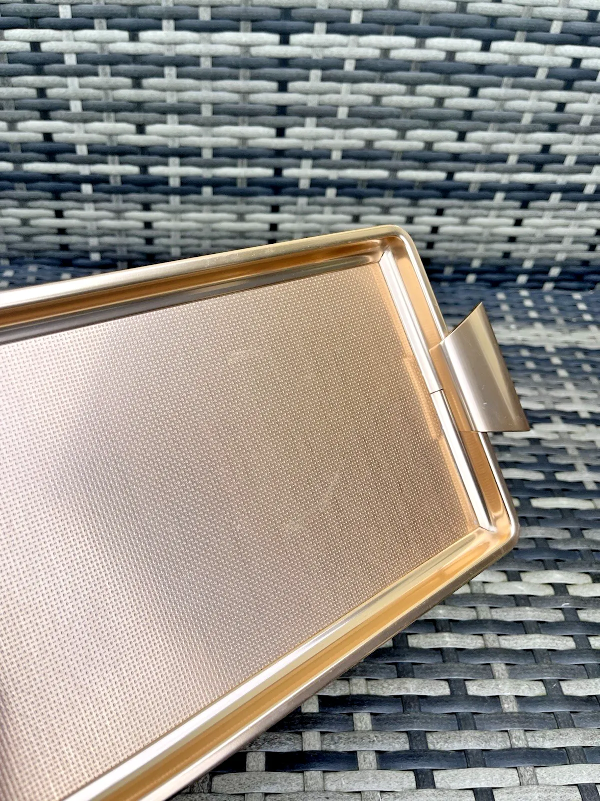 Vintage 50's Rose Gold Anodised Cocktail Drinks Serving Tray 60's Plant Stand photo buy