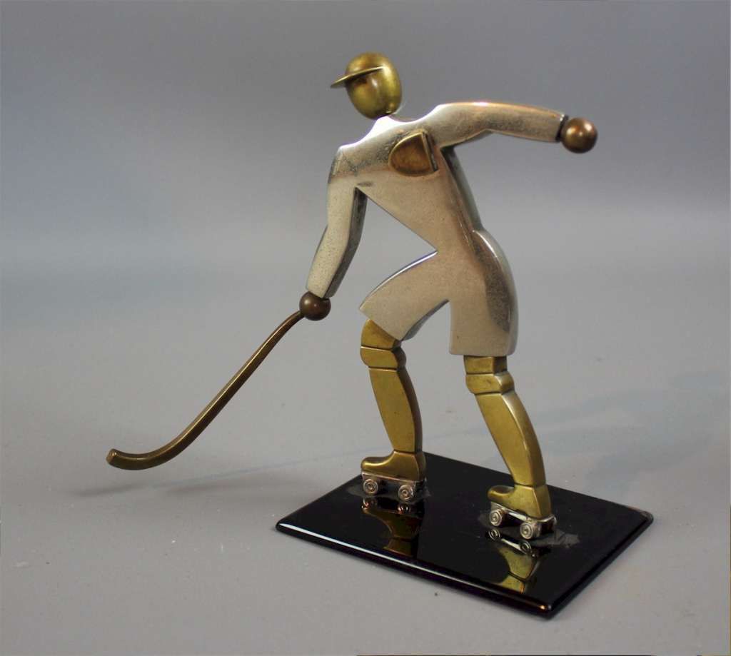 Art Deco Brass Figure Of An Ice Hockey Player