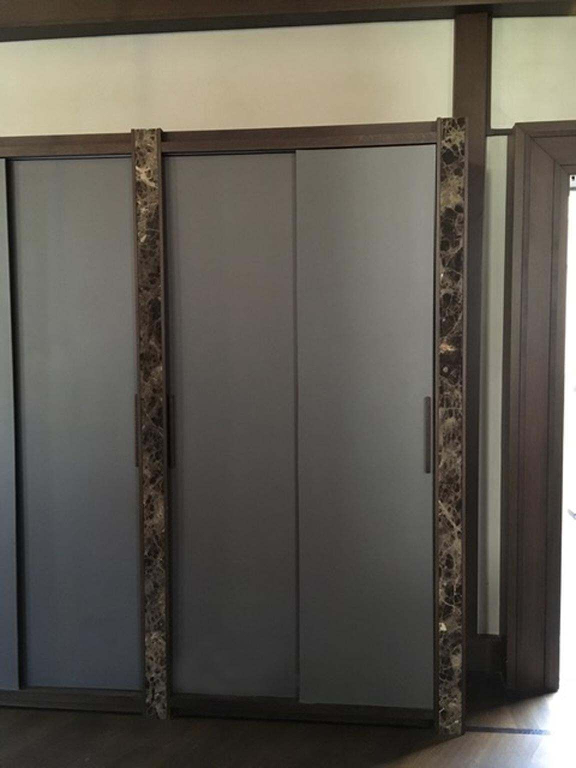 Italian Contemporary Design Black Marble And Oak Wood Wardrobe photo Furniture