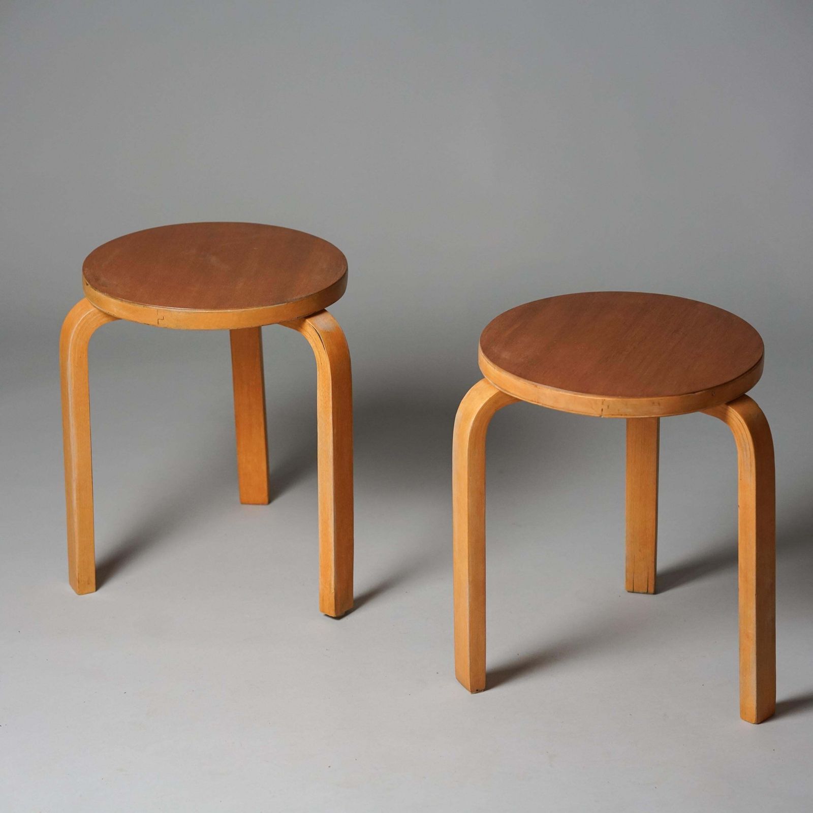 Pair Of Teak Aalto Model 60 Stools, Oy Huonekalu  Ja Rakennustyötehdas Ab, 1940s photo furniture