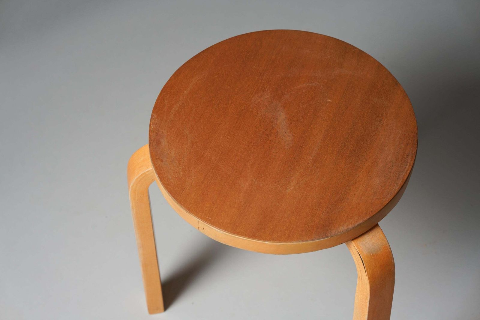 Pair Of Teak Aalto Model 60 Stools, Oy Huonekalu  Ja Rakennustyötehdas Ab, 1940s photo Furniture