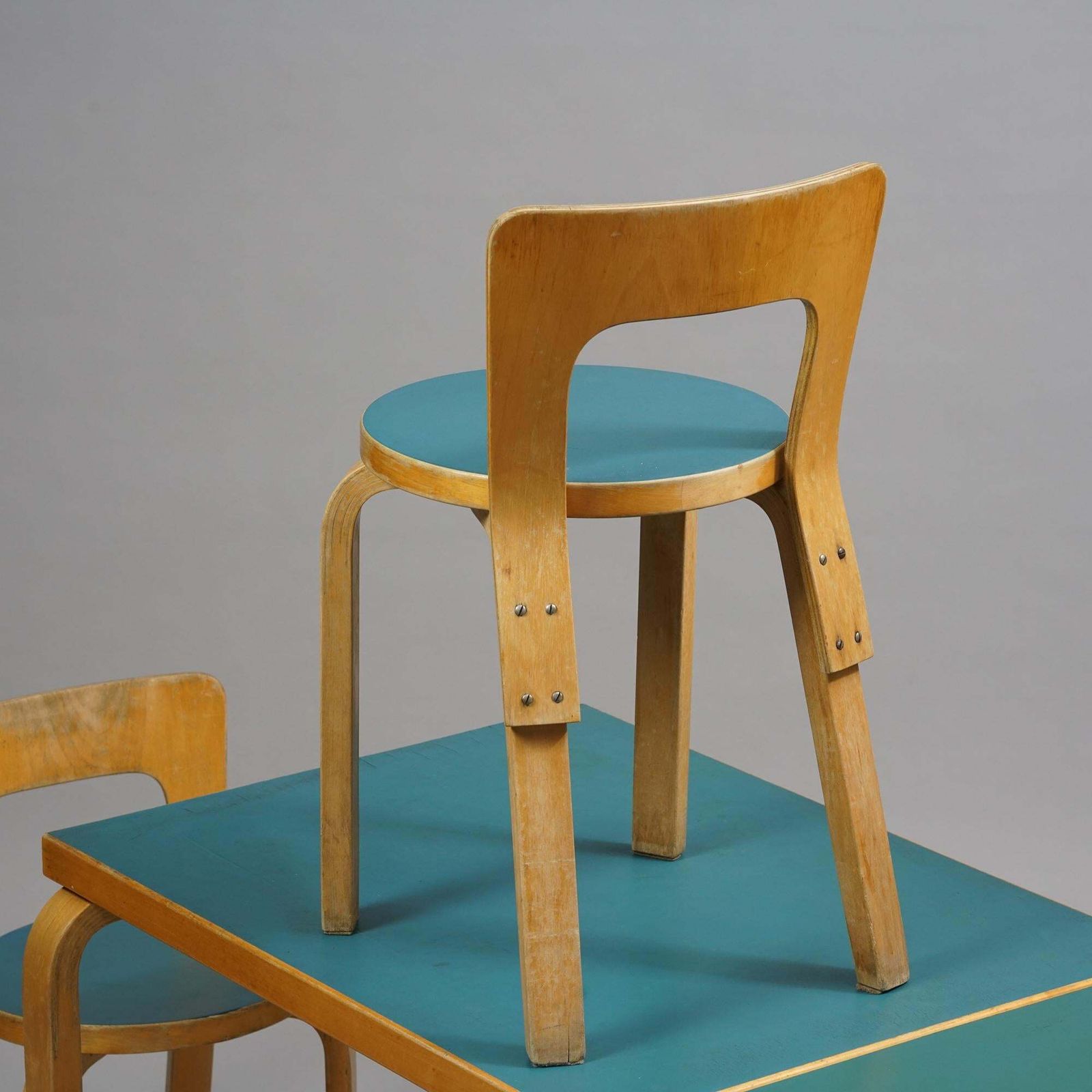7011.0 Alvar Aalto Dining Room Set Model Dl82 Table & Model 65 Chairs, Circa 1940s photo