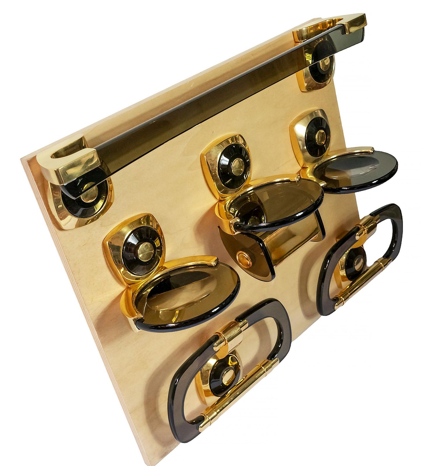 Mid Century Italian Plexiglass/Gilt Brass Bathroom Fixtures Set, 1970's