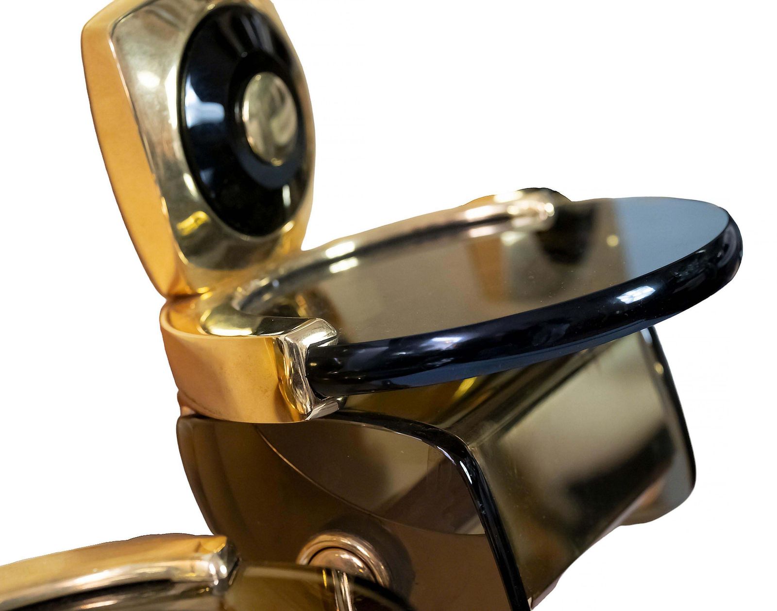 photo furniture Mid Century Italian Plexiglass/Gilt Brass Bathroom Fixtures Set, 1970's