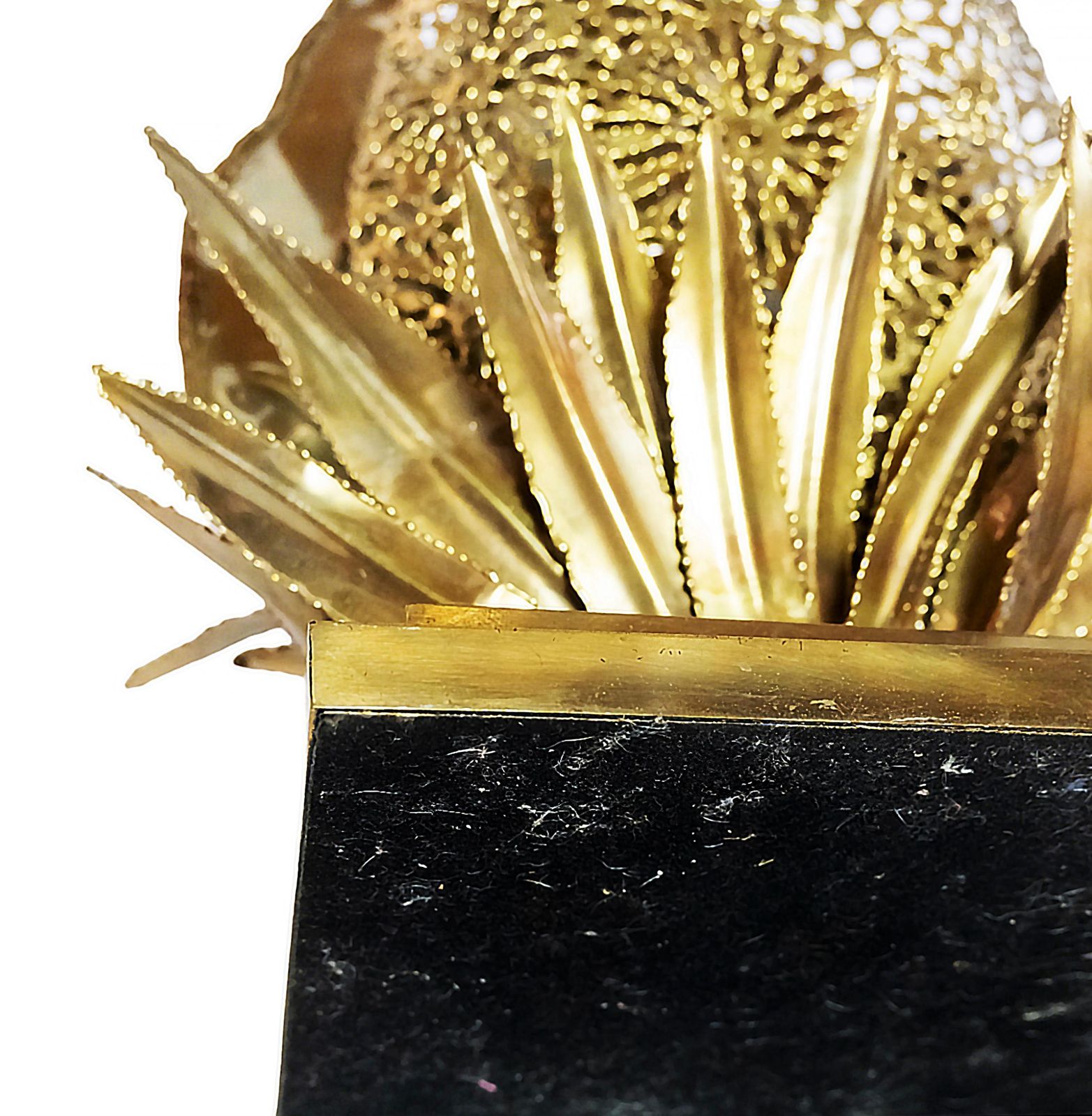 Vintage French Brass Table Lamp With Floral Decor Created By Henri Fernandez photo buy