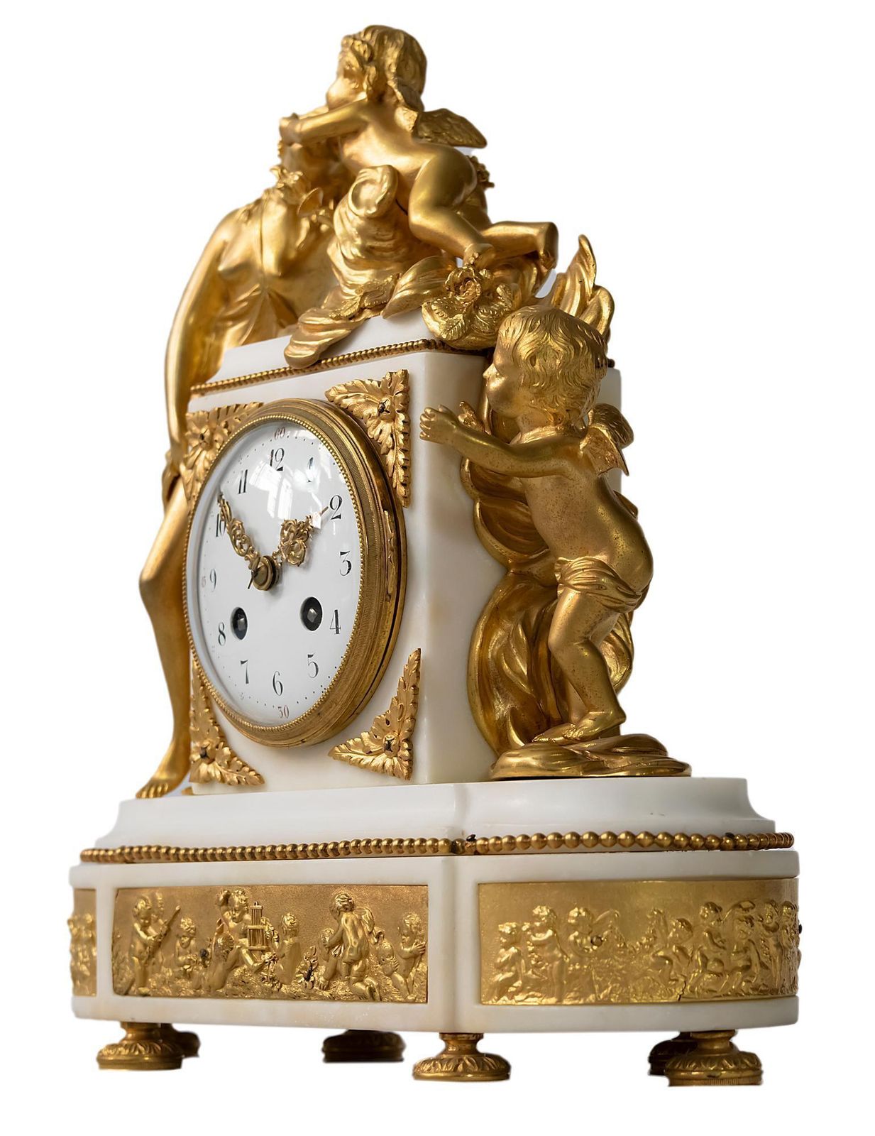 French 19th Century Louis XVI Gilded Bronze And Marble Mantel Clock photo Home Decor