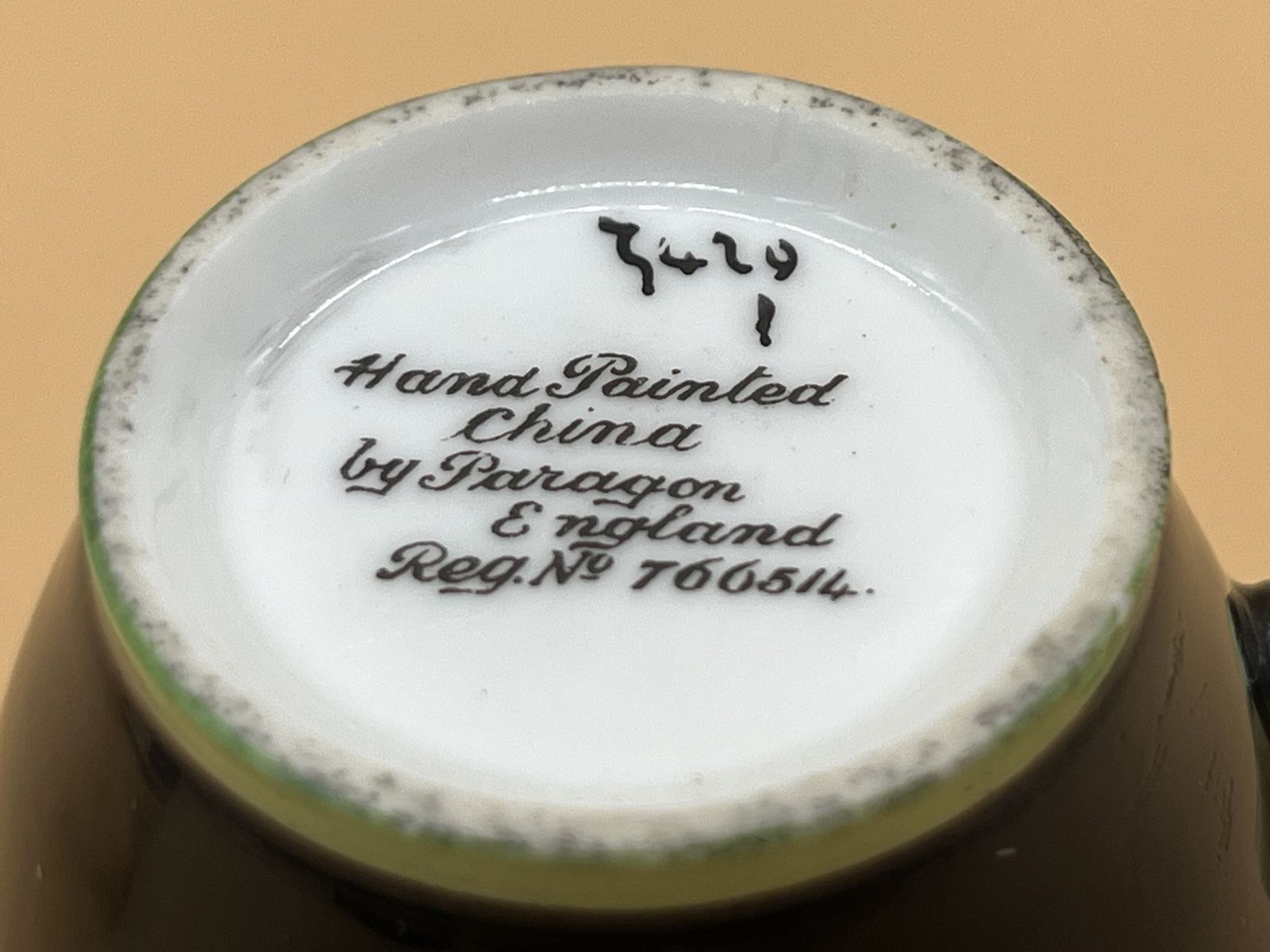 Art Deco Paragon China Hand Painted Floral Small Tea Cup & Saucer Duo. No. 766514. photo 95.0