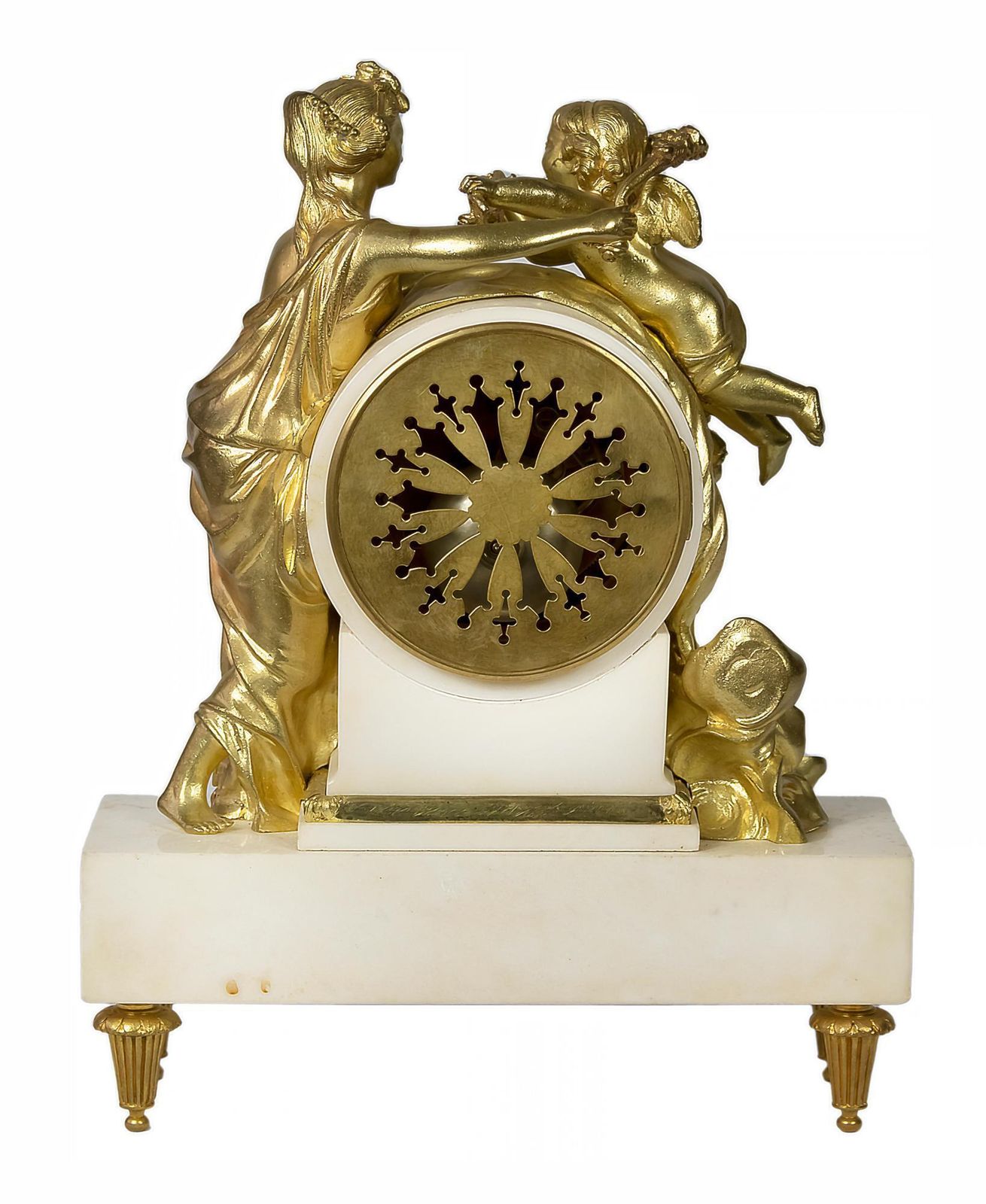 French 19th Century Louis XVI Gilded Bronze And Marble Mantel Clock photo Home Decor