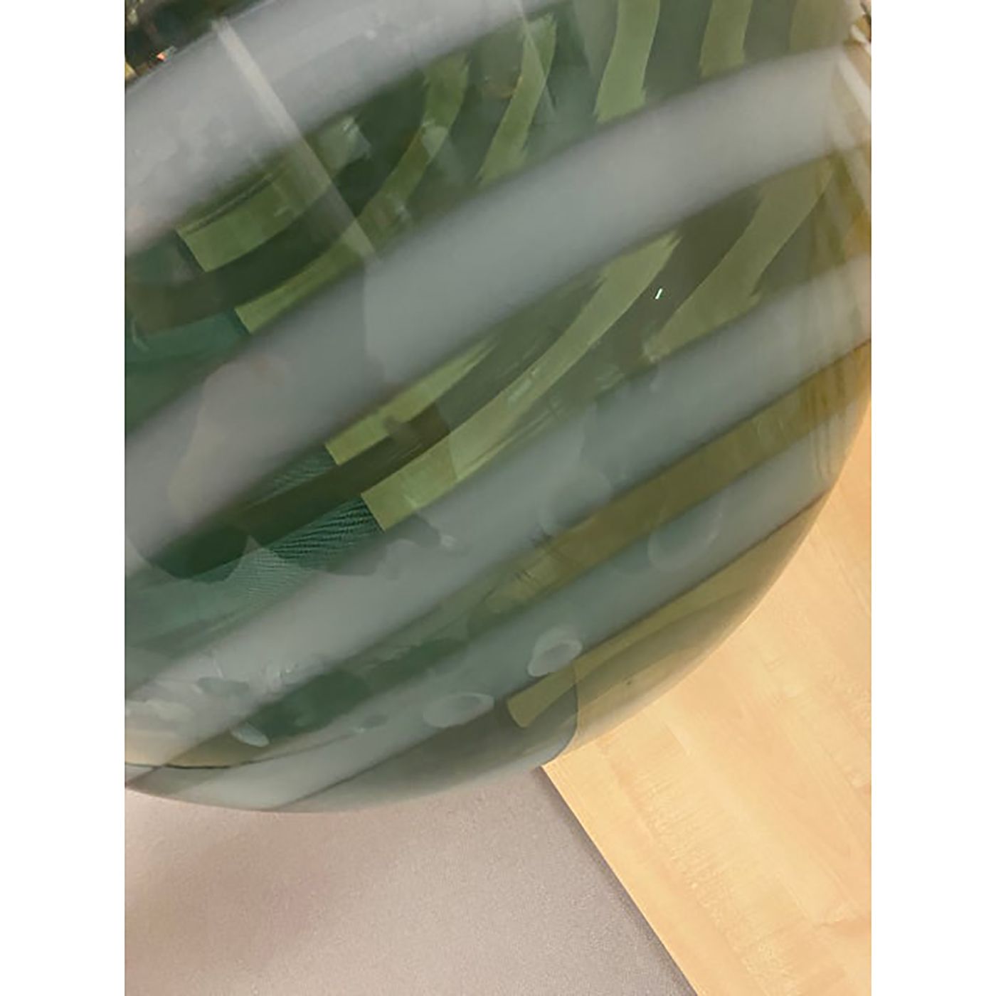 Contemporary Green And White Swiriling Sphere Pendant In Murano Style Glass Italian photo for sale