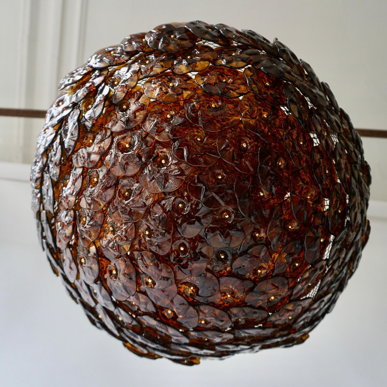 Murano Glass Flower Basket Flush Mount Wall Lamp By Barovier & Toso, 1960s photo for sale
