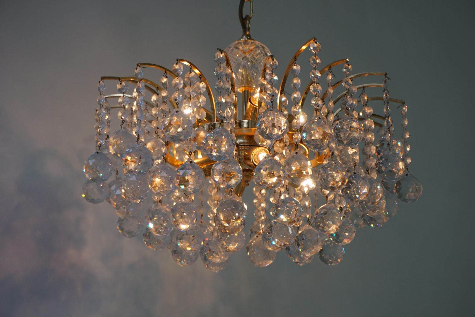 photo for sale Glass Crystal Chandelier By Christoph Palme, Germany, 1970s