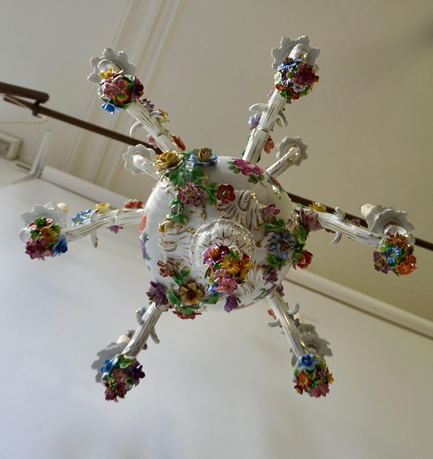 Spectacular Large Italian Rococo Style Porcelain Floral Chandelier photo buy