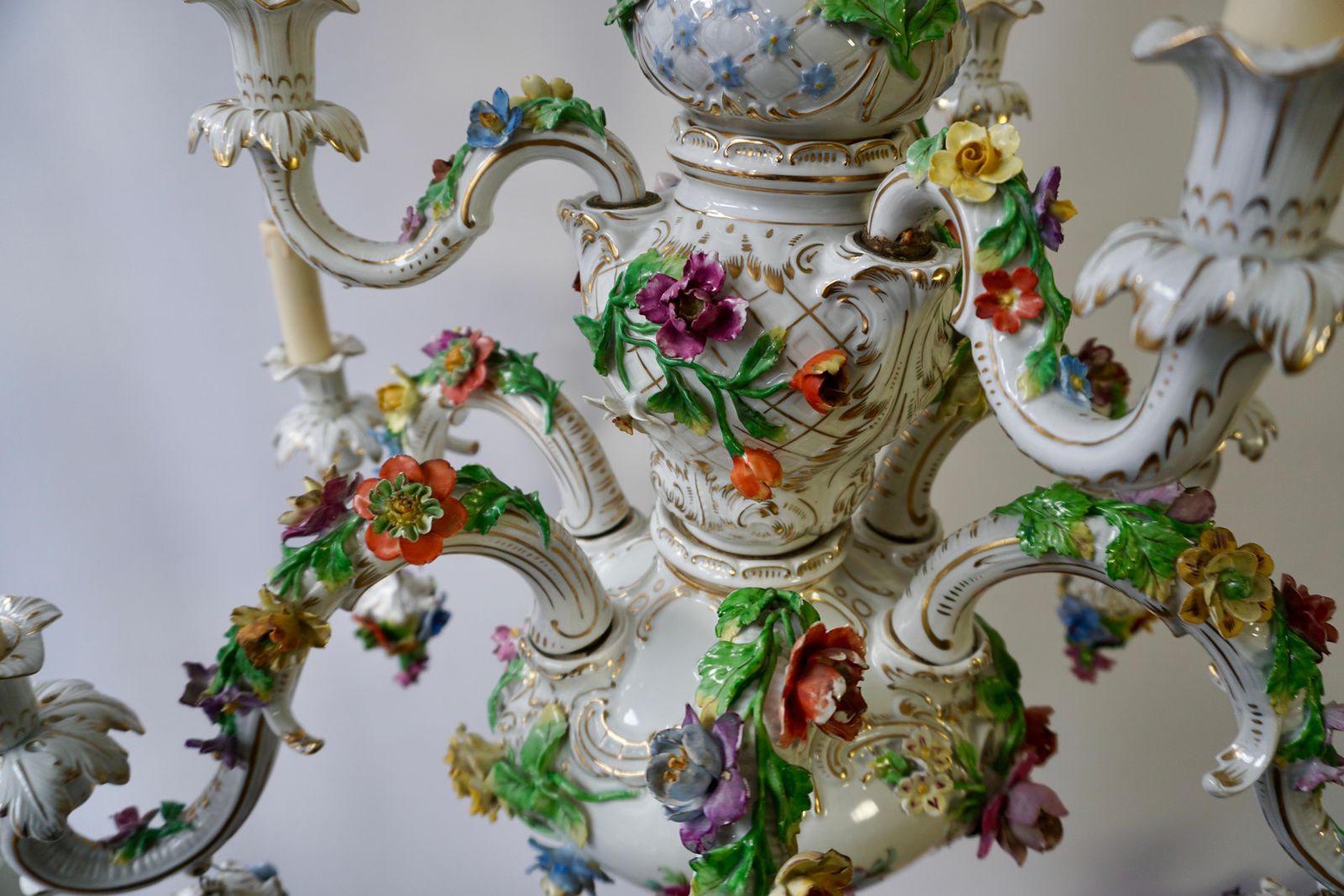 photo buy Spectacular Large Italian Rococo Style Porcelain Floral Chandelier