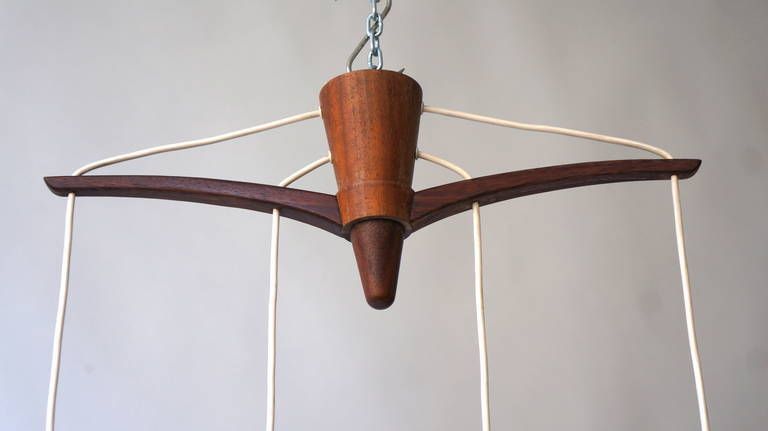 1950s Chandelier In Wood And White Opaline By Uno & Osten Kristiansson photo vintage