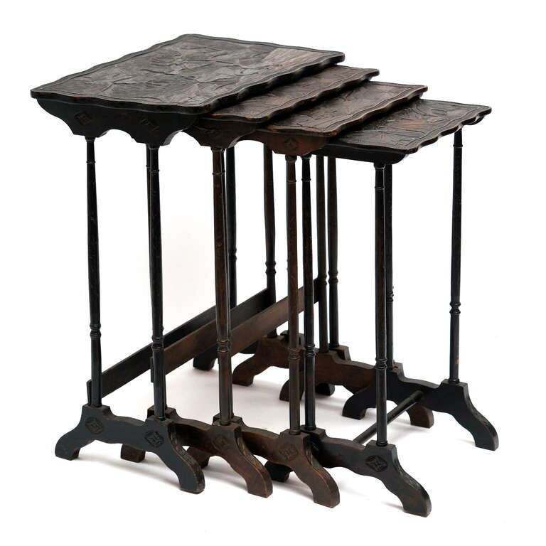 Set Of Four French Art Nouveau Nesting Tables photo furniture