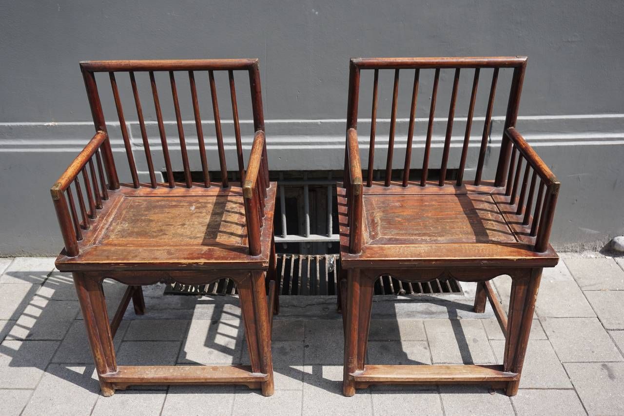 Set Of Three Elegant Chinese Early 20th Century Spindle Back Chairs photo vinterior