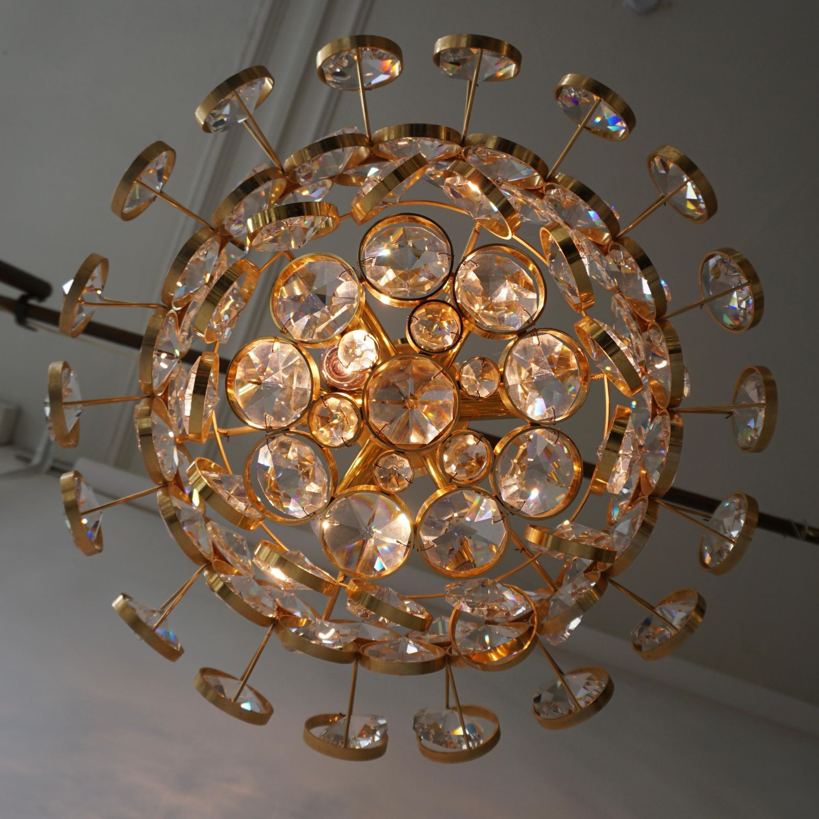 Crystal Glass "Palwa" Chandelier, Circa 1970s photo Lighting