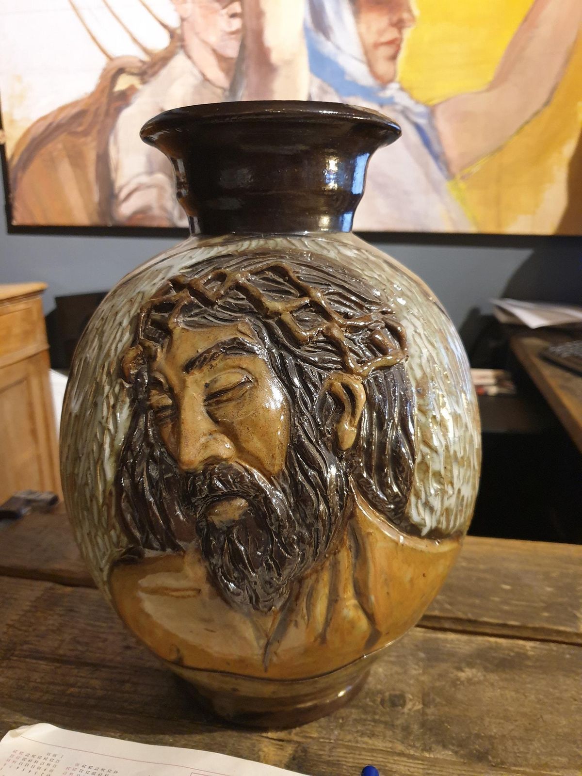photo for sale Ceramic Vase Of  Christ By Losson Belgium