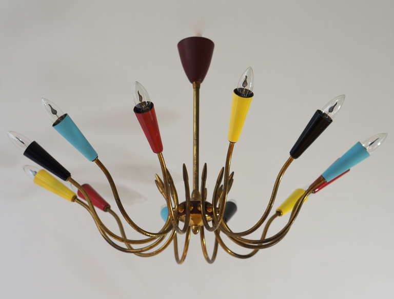 Impressive Italian Twelve Arm Chandelier In The Style Of Stilnovo photo furniture