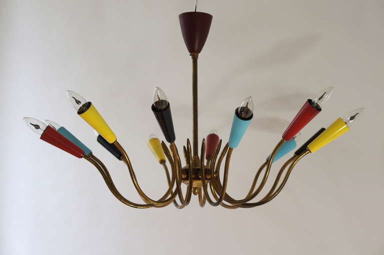 Impressive Italian Twelve Arm Chandelier In The Style Of Stilnovo photo for sale