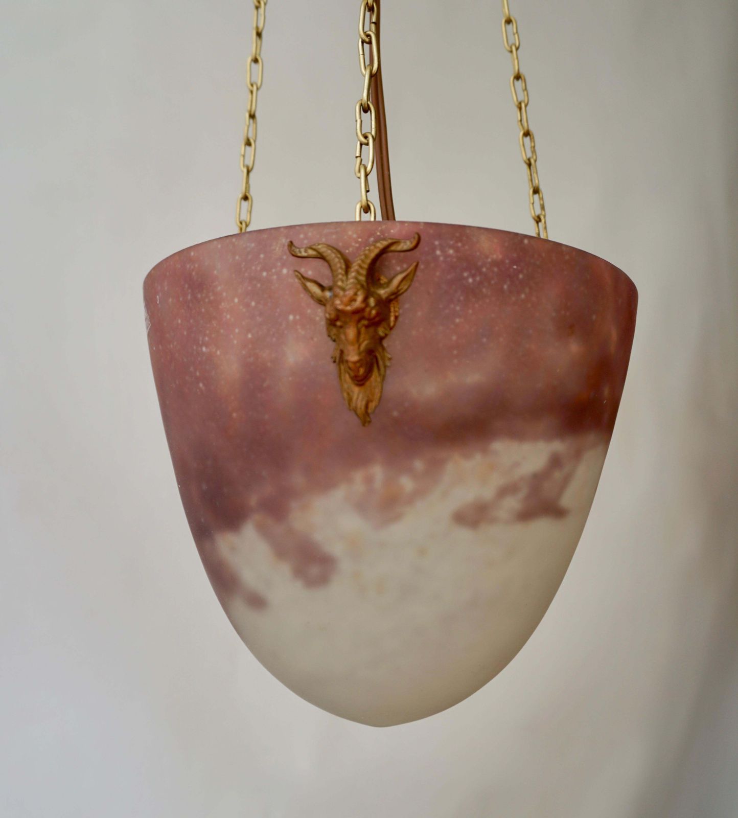 photo furniture Muller Freres Mottled Glass And Bronze Art Deco Pendant Chandelier, France