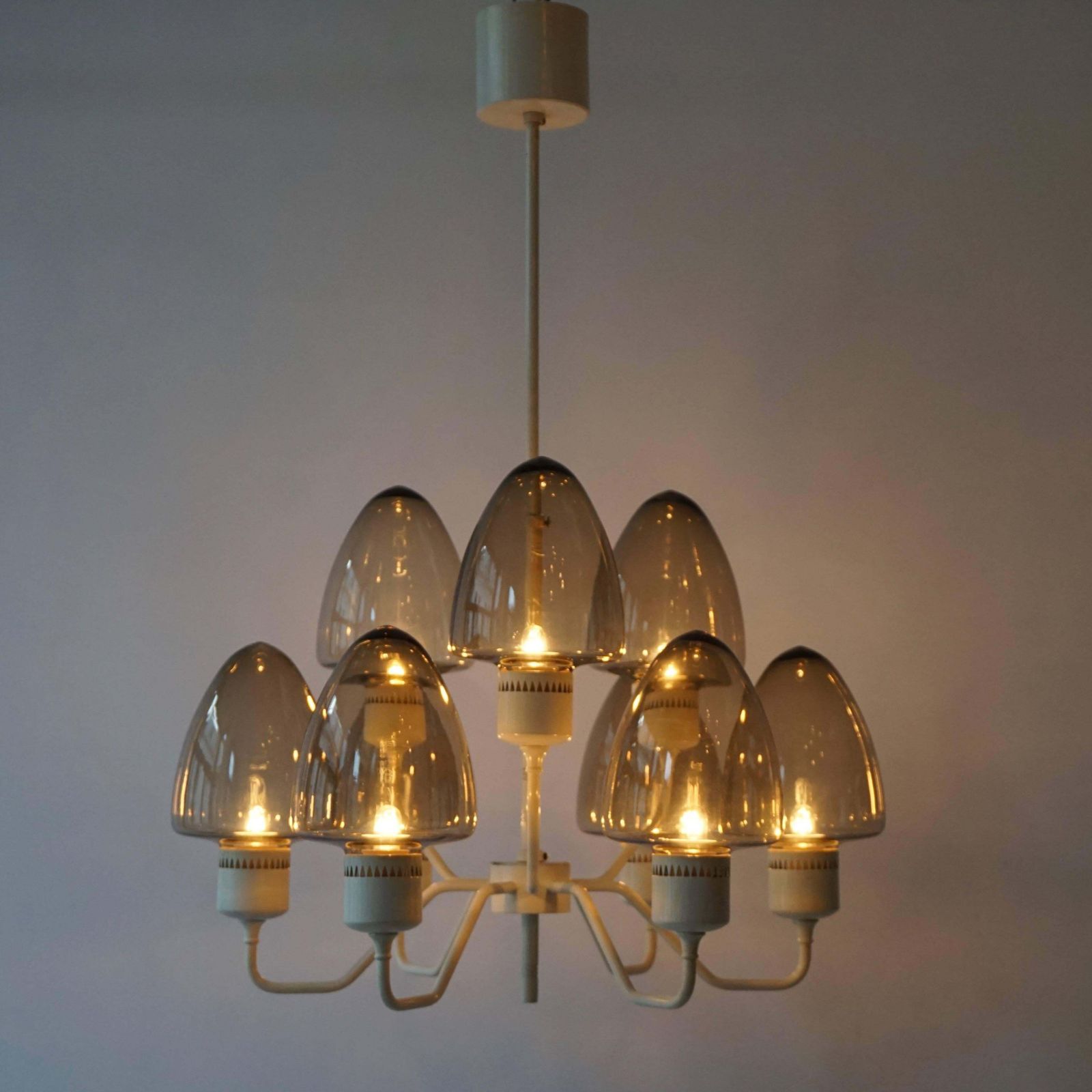 Mid Century Swedish Glass Chandelier By Hans Agne Jakobsson photo Lighting