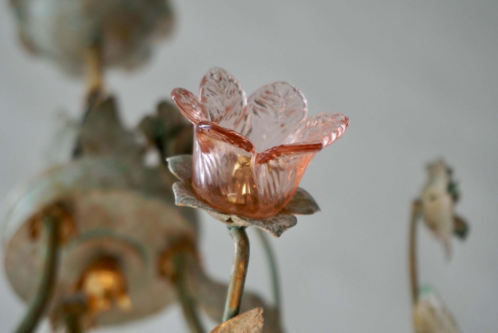 photo buy Italian Murano Glass Pink Flower Chandelier