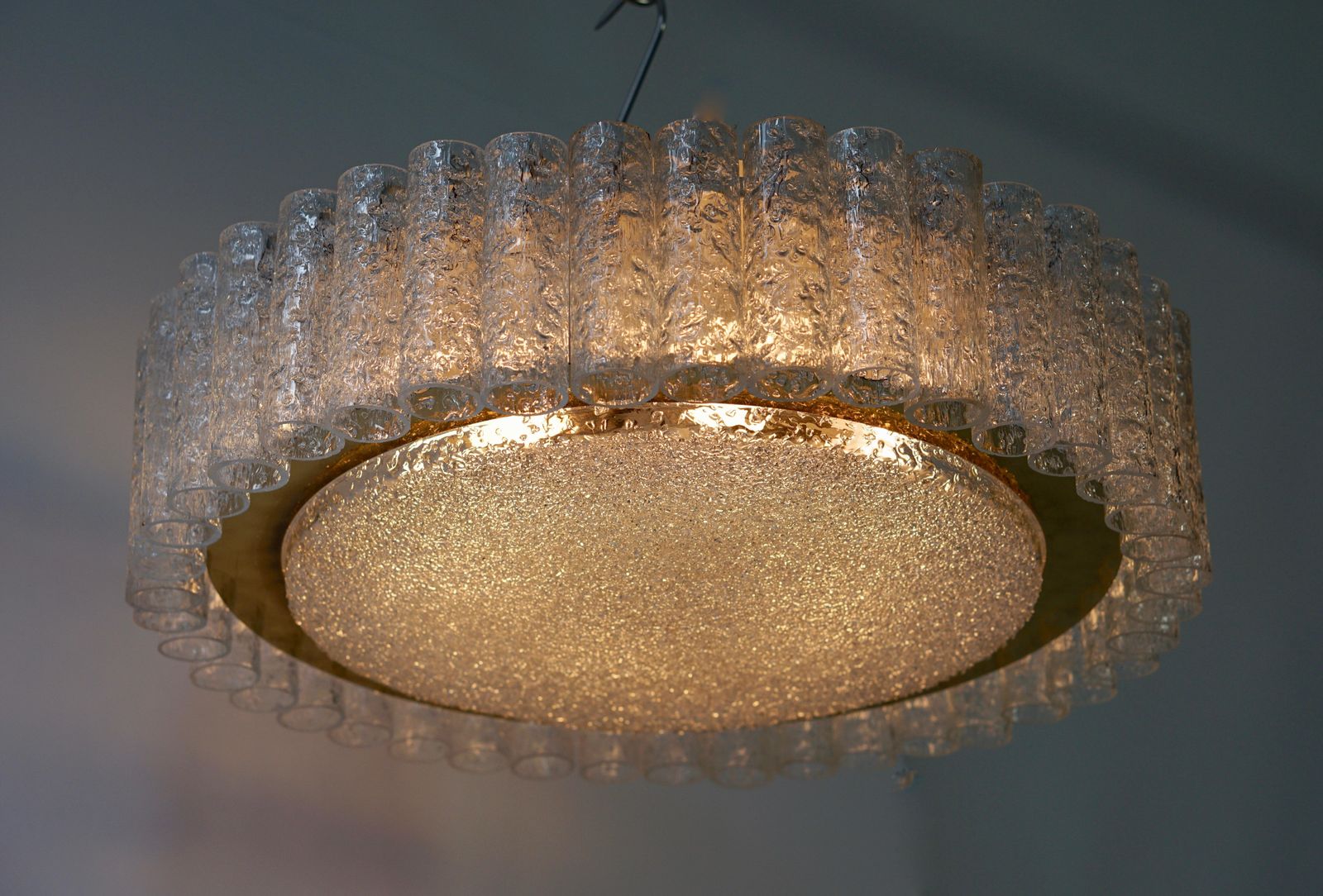 Doria Glass Tube Chandelier With Brass Surround, Germany photo 2380.0