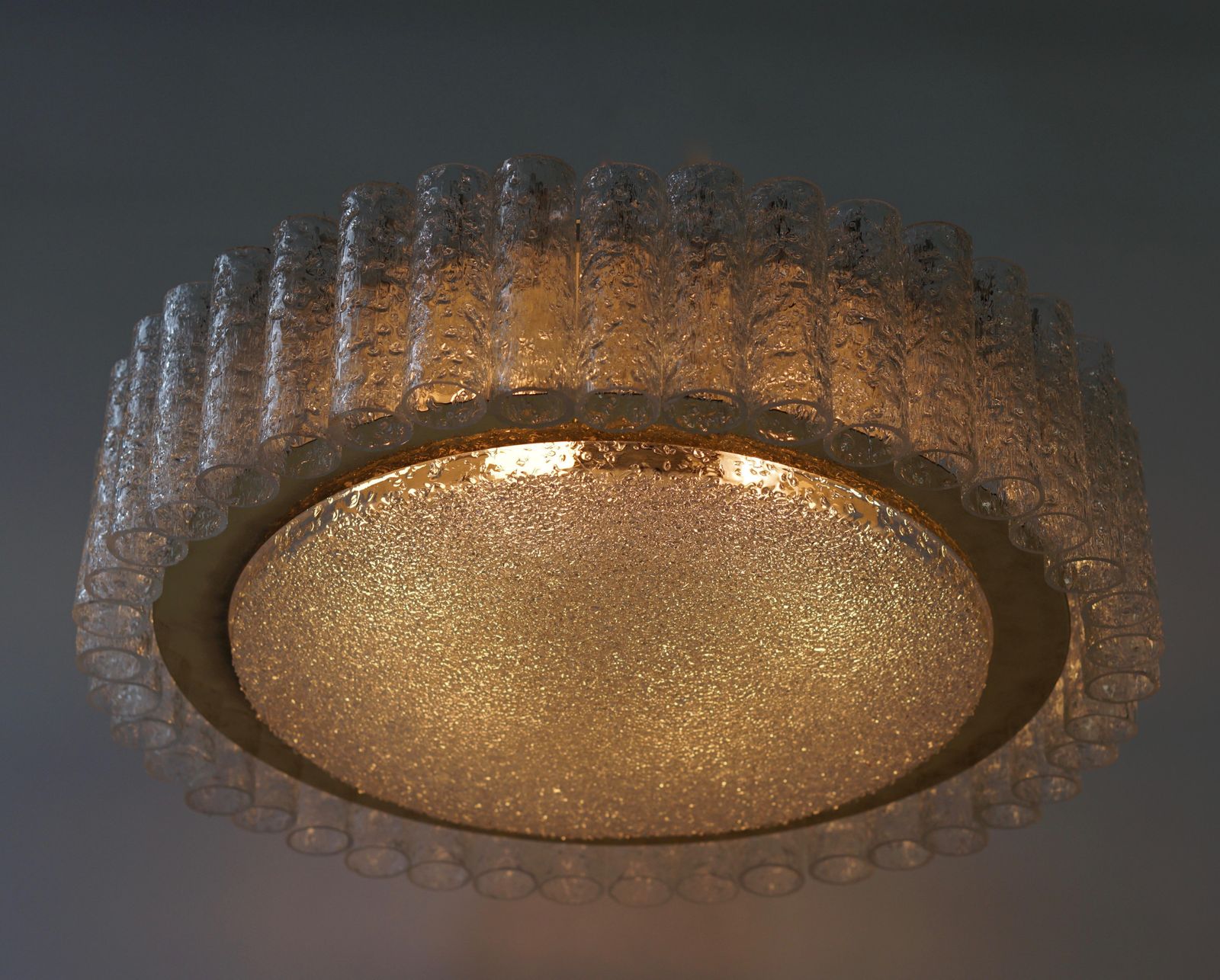 Doria Glass Tube Chandelier With Brass Surround, Germany photo vinterior