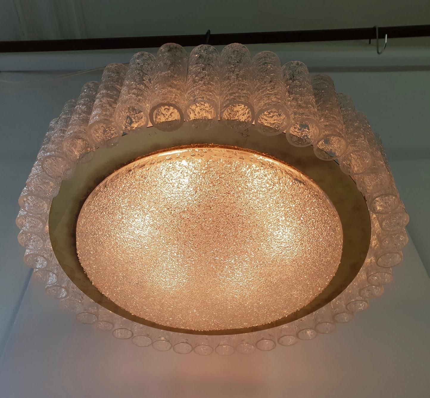 Doria Glass Tube Chandelier With Brass Surround, Germany photo vintage