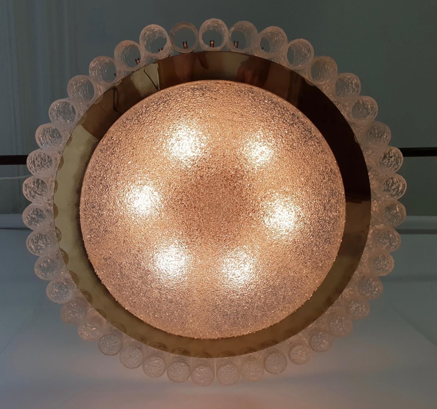 photo furniture Doria Glass Tube Chandelier With Brass Surround, Germany